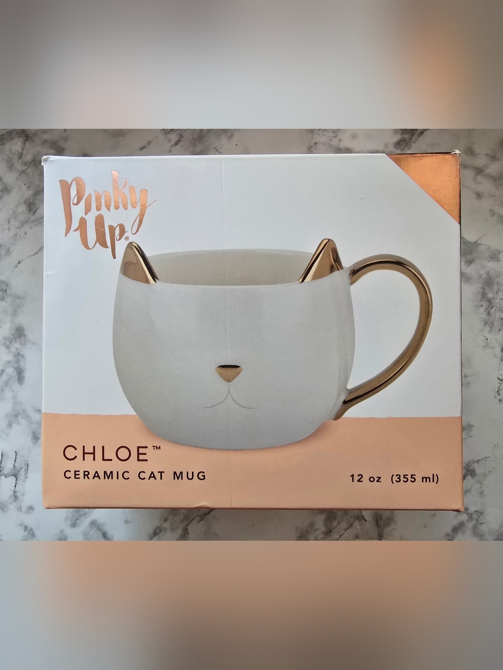 Pinky Up: 12 oz Chloe Ceramic Cat Mug (Unused In Box)